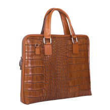 GEANTA ZEVO LAPTOP DAMA CARAMEL PIELE NATURALA PRINT CROCO ADELAIDA