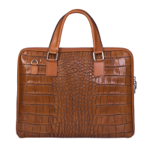 GEANTA ZEVO LAPTOP DAMA CARAMEL PIELE NATURALA PRINT CROCO ADELAIDA