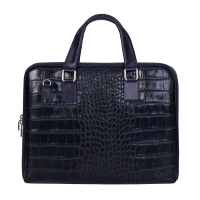 GEANTA ZEVO LAPTOP DAMA BLEUMARIN PIELE NATURALA PRINT CROCO ADELAIDA