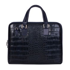 GEANTA ZEVO LAPTOP DAMA BLEUMARIN PIELE NATURALA PRINT CROCO ADELAIDA