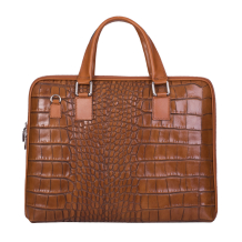 GEANTA ZEVO LAPTOP DAMA CARAMEL PIELE NATURALA PRINT CROCO ADELAIDA