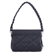 GEANTA ZEVO DAMA NEAGRA PIELE NATURALA MATLASATA MARIME MICA AMEDEEA