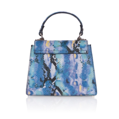 GEANTA ZEVO DAMA ALBASTRA PIELE NATURALA PRINT SARPE AMI