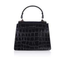 GEANTA ZEVO DAMA NEAGRA PIELE NATURALA PRINT CROCODIL ACCESORII ARGINTII AMI