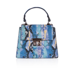 GEANTA ZEVO DAMA ALBASTRA PIELE NATURALA PRINT SARPE AMI