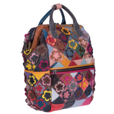 RUCSAC DAMA PIELE NATURALA PRINT FLORAL MULTICOLOR ANGELINA