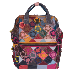 RUCSAC DAMA PIELE NATURALA PRINT FLORAL MULTICOLOR ANGELINA