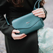 GEANTA ZEVO DAMA VERDE OTTANIO PIELE NATURALA DIMENSIUNE MICA BIANCA