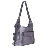 GEANTA ZEVO TIP RUCSAC DAMA ARGINTIU GLITTER PIELE NATURALA BRANDUSA