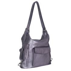 GEANTA ZEVO TIP RUCSAC DAMA ARGINTIU GLITTER PIELE NATURALA BRANDUSA