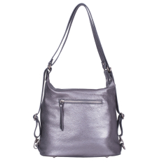 GEANTA ZEVO TIP RUCSAC DAMA ARGINTIU GLITTER PIELE NATURALA BRANDUSA