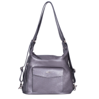 GEANTA ZEVO TIP RUCSAC DAMA ARGINTIU GLITTER PIELE NATURALA BRANDUSA