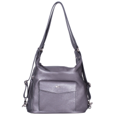 GEANTA ZEVO TIP RUCSAC DAMA ARGINTIU GLITTER PIELE NATURALA BRANDUSA