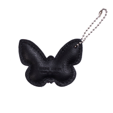 ACCESORIU GEANTA CHARM BRELOC PIELE NATURALA FLUTURE NEGRU