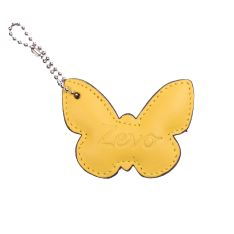 ACCESORIU GEANTA CHARM BRELOC PIELE NATURALA FLUTURE GALBEN