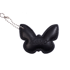 ACCESORIU GEANTA CHARM BRELOC PIELE NATURALA FLUTURE NEGRU