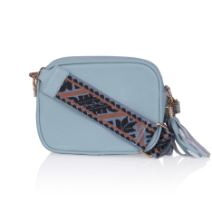  GEANTA ZEVO DAMA MINI BLEU PIELE NATURALA CUREA TEXTIL ANALESIA