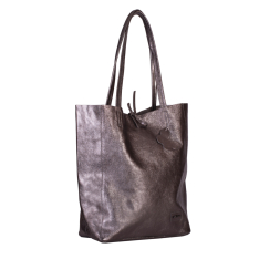 GEANTA ZEVO SHOPPING DAMA GRI INCHIS GLITTER PIELE NATURALA CECILIA
