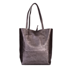 GEANTA ZEVO SHOPPING DAMA GRI INCHIS GLITTER PIELE NATURALA CECILIA