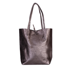 GEANTA ZEVO SHOPPING DAMA GRI INCHIS GLITTER PIELE NATURALA CECILIA