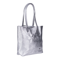GEANTA ZEVO SHOPPING DAMA MICA ARGINTIE PIELE NATURALA CELIA