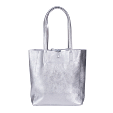 GEANTA ZEVO SHOPPING DAMA MICA ARGINTIE PIELE NATURALA CELIA
