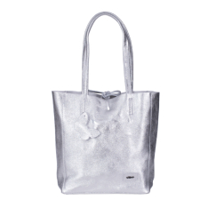 GEANTA ZEVO SHOPPING DAMA MICA ARGINTIE PIELE NATURALA CELIA