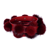 ACCESORIU GEANTA CUREA UMAR POMPOANE BORDO BLANA PIELE NATURALA