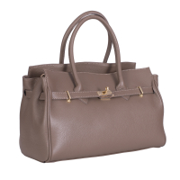 GEANTA ZEVO DAMA TAUPE PIELE NATURALA TIP OFFICE DAIANA