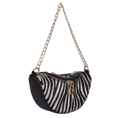 GEANTA BORSETA ZEVO DAMA NEAGRA PIELE NATURALA PRINT ZEBRA DALIA