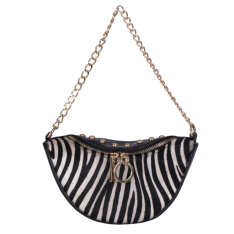GEANTA BORSETA ZEVO DAMA NEAGRA PIELE NATURALA PRINT ZEBRA DALIA