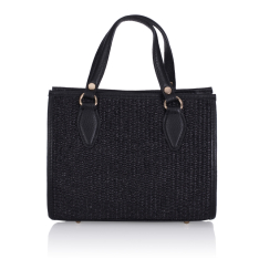 GEANTA ZEVO DAMA NEAGRA PIELE NATURALA SI RAFIE TIP POSTAS DALIDA