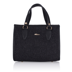 GEANTA ZEVO DAMA NEAGRA PIELE NATURALA SI RAFIE TIP POSTAS DALIDA