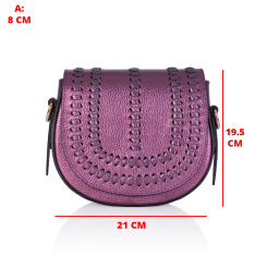 GEANTA ZEVO DAMA MOV GLITTER PIELE NATURALA MARIME MEDIE DETALIU CUSATURA DIANDRA