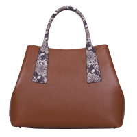 GEANTA ZEVO DAMA CONIAC PIELE NATURALA PALMELATTO SI MANERE PRINT SARPE ELLA