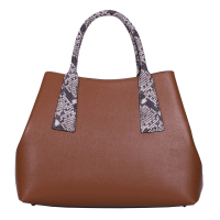 GEANTA ZEVO DAMA CONIAC PIELE NATURALA PALMELATTO SI MANERE PRINT SARPE ELLA