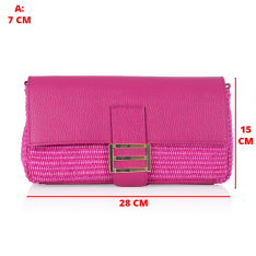 GEANTA ZEVO DAMA FUCSIA PIELE NATURALA SI RAFIE TIP POSTAS ERIKA