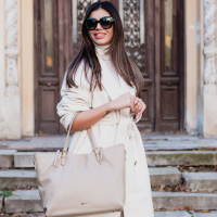 GEANTA ZEVO DAMA CREM PIELE NATURALA TIP SHOPPER FABIANA