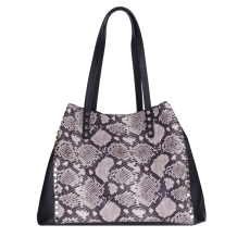 GEANTA ZEVO SHOPPING DAMA NEAGRA PIELE NATURALA PRINT PITON DETALIU TINTE FIONA