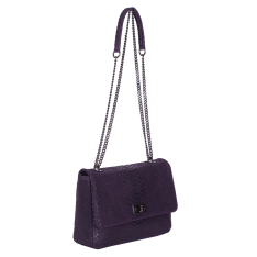 GEANTA ZEVO DAMA MOV PIELE NATURALA INTOARSA PRINT SARPE FLAVIA