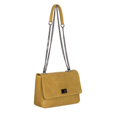 GEANTA ZEVO DAMA GALBENA PIELE NATURALA INTOARSA PRINT SARPE FLAVIA