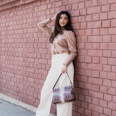 GEANTA ZEVO DAMA VIOLET PIELE NATURALA PRINT UNICAT CROCODIL MARIME MEDIE GEANINA