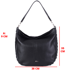GEANTA ZEVO DAMA NEAGRA SHOPPER PIELE NATURALA DETALIU TINTE GLORIA