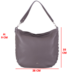 GEANTA ZEVO DAMA GREJ SHOPPER PIELE NATURALA DETALIU TINTE GLORIA