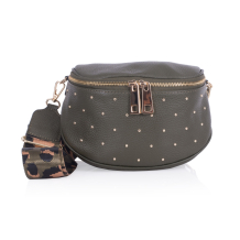 GEANTA DAMA ZEVO VERDE KAKI PIELE NATURALA DETALIU TINTE CUREA COLORATA GRATIELA