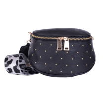 GEANTA DAMA ZEVO NEAGRA PIELE NATURALA DETALIU TINTE CUREA COLORATA GRATIELA