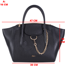 GEANTA ZEVO DAMA NEAGRA PIELE NATURALA DIMENSIUNE MARE LANA