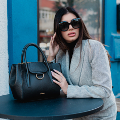 GEANTA ZEVO DAMA NEAGRA PIELE NATURALA DIMENSIUNE MICA LANA