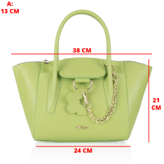 GEANTA ZEVO DAMA VERDE LIME PIELE NATURALA DIMENSIUNE MICA LANA