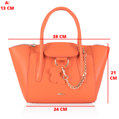 GEANTA ZEVO DAMA ORANJ PIELE NATURALA DIMENSIUNE MICA LANA